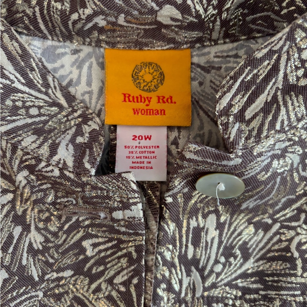 Ruby Rd. Brown And Cream Patterned Jacket Size 20 - image 2